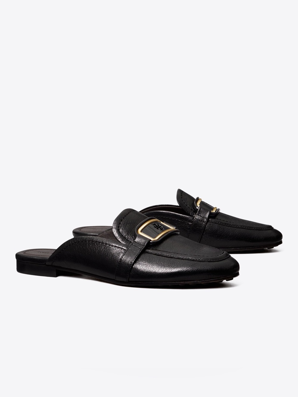 Tory Burch Georgia Backless Mule Loafer Black Leather Size 9